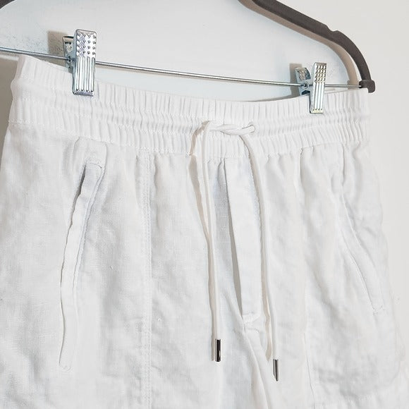 Athleta White Linen Pull-On Shorts Size 4