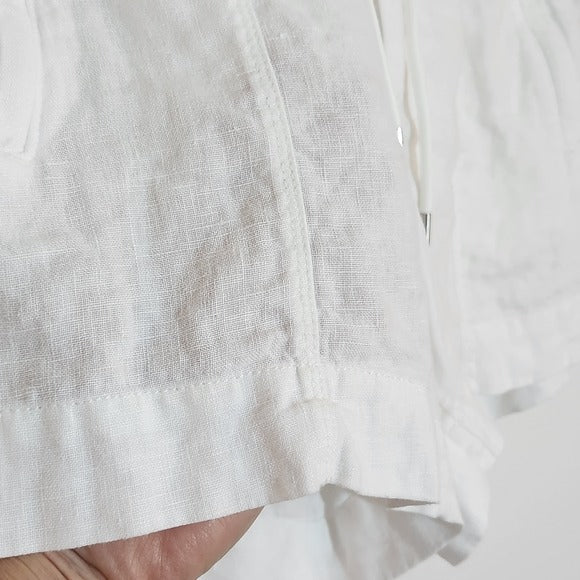 Athleta White Linen Pull-On Shorts Size 4