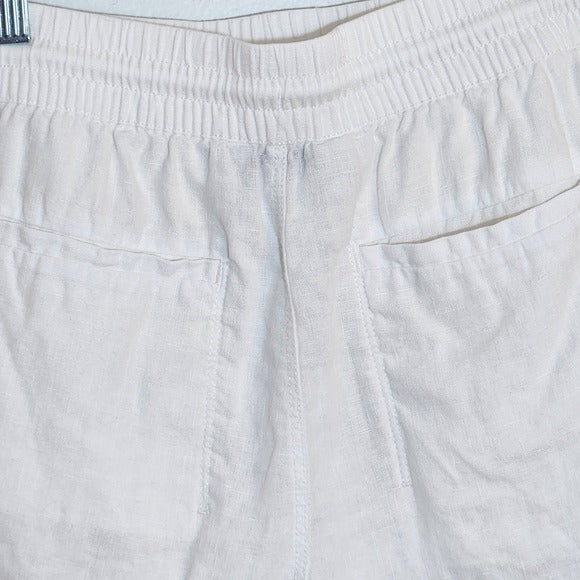 Athleta White Linen Pull-On Shorts Size 4
