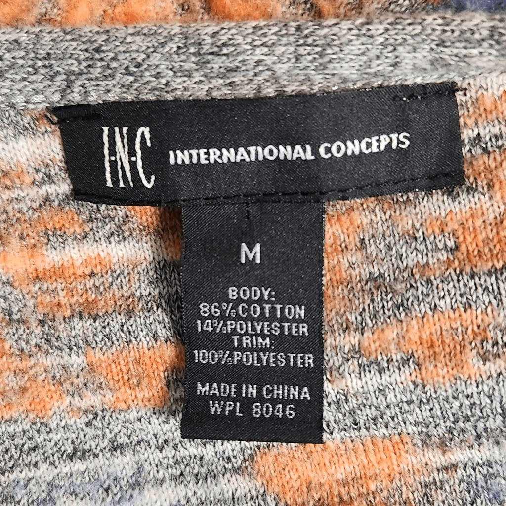 INC International Concepts Gray and Orange Aztec Vest with Fringe Size Medium