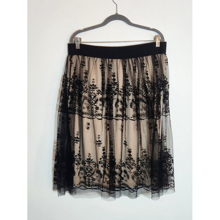 Metro Wear Black Lace Pull-On Skirt Size 1X