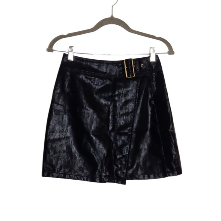Chelsea & Violet Faux Leather Black Mini Skirt Size Small