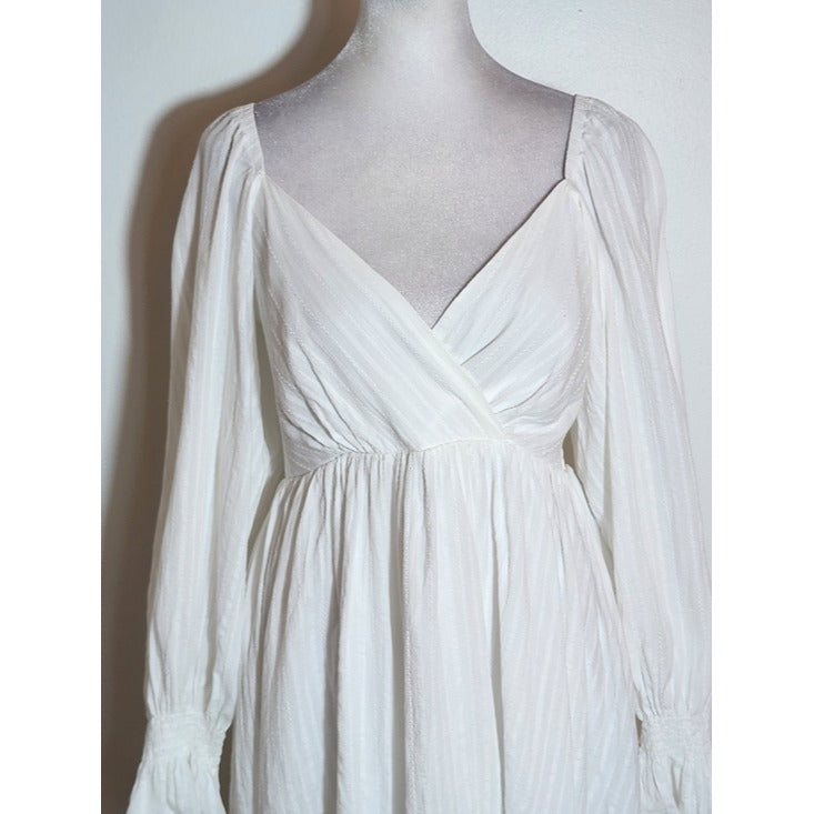 Lulus White Wrap Look Long Sleeve Mini Dress Size Medium