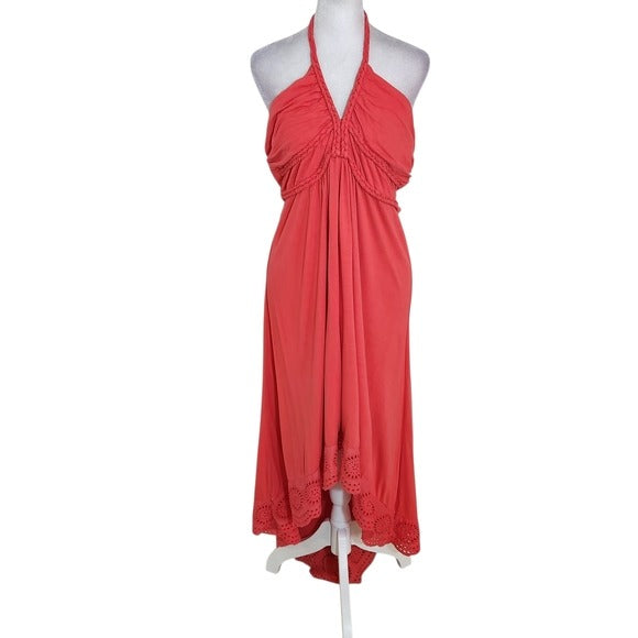 VENUS Coral Red Halter High Low Dress Size Large