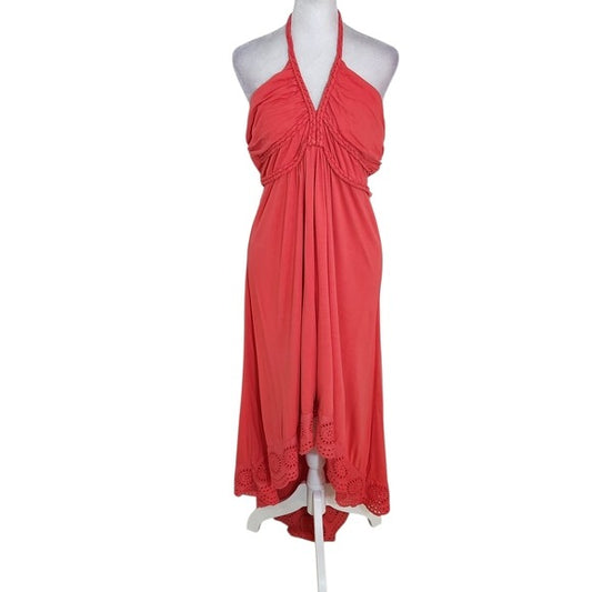 VENUS Coral Red Halter High Low Dress Size Large