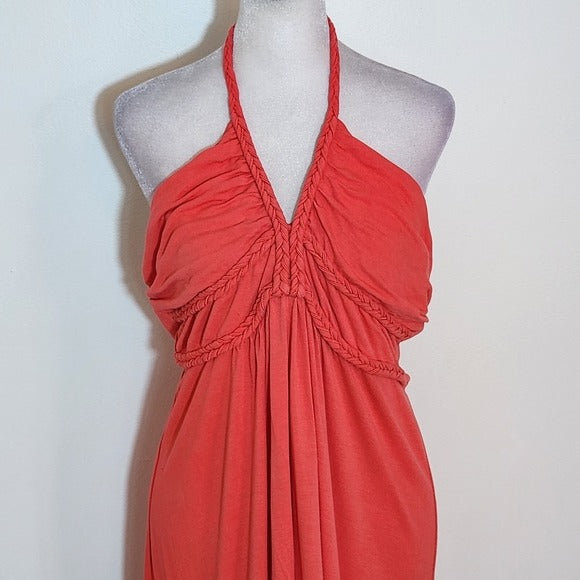 VENUS Coral Red Halter High Low Dress Size Large