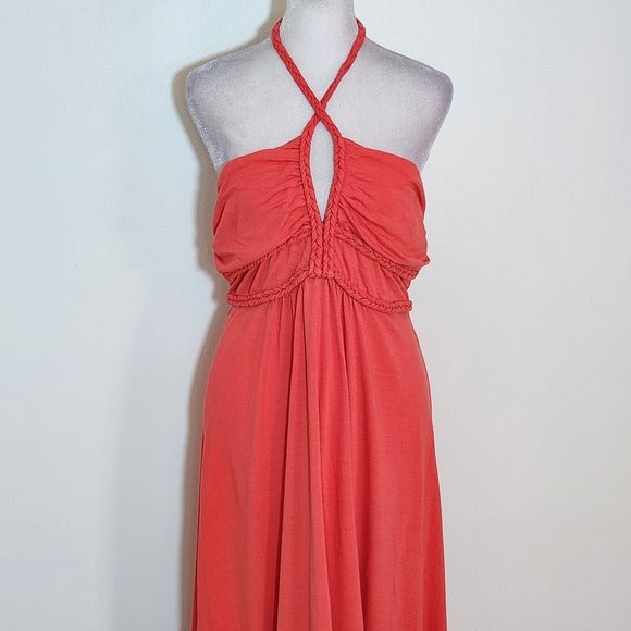 VENUS Coral Red Halter High Low Dress Size Large