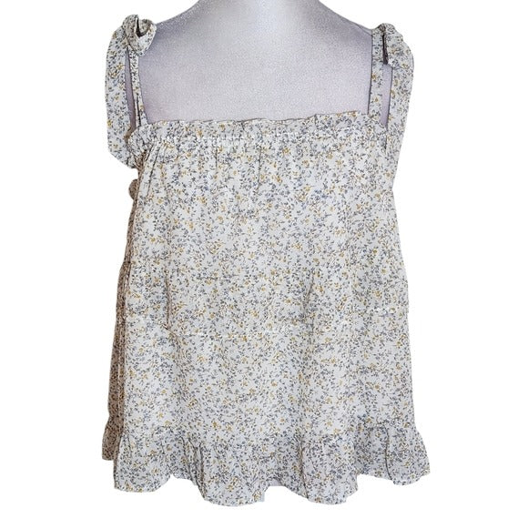 Line and Dot Floral Boho Tank Top Size Large NWT