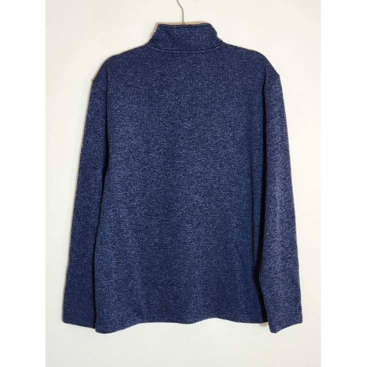 Izod Heather Blue Fleece Quarter Zip Sweater Size Large