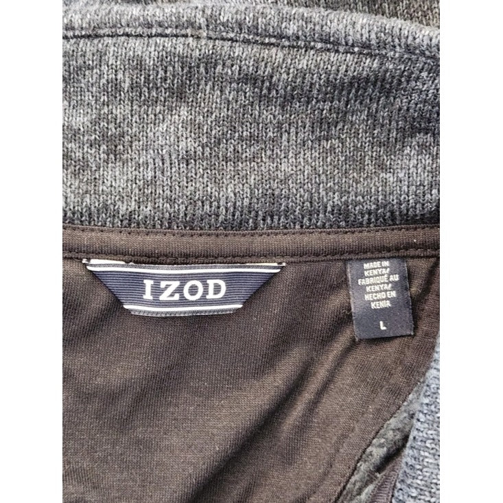 Izod Heather Blue Fleece Quarter Zip Sweater Size Large