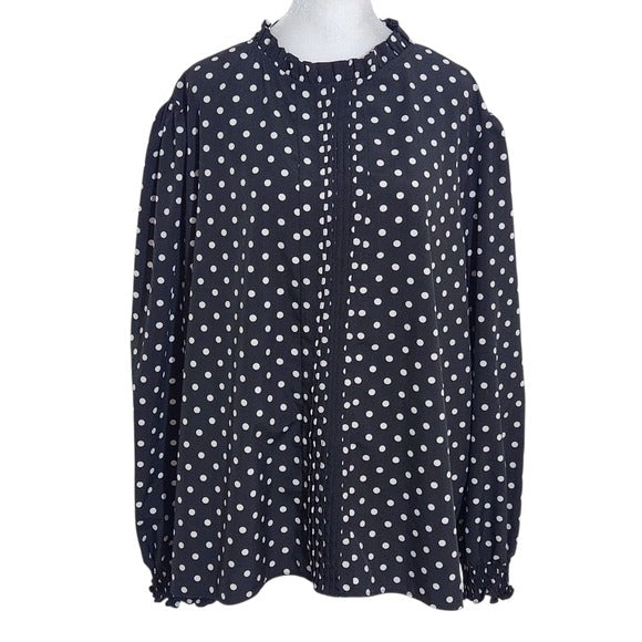 Black and White Polka Dot Long Sleeve Blouse Size 3XL Shein Curve Polka Dot Top