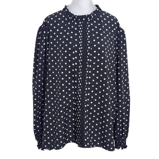 Black and White Polka Dot Long Sleeve Blouse Size 3XL Shein Curve Polka Dot Top