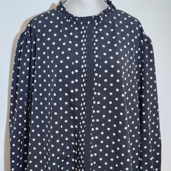 Black and White Polka Dot Long Sleeve Blouse Size 3XL Shein Curve Polka Dot Top