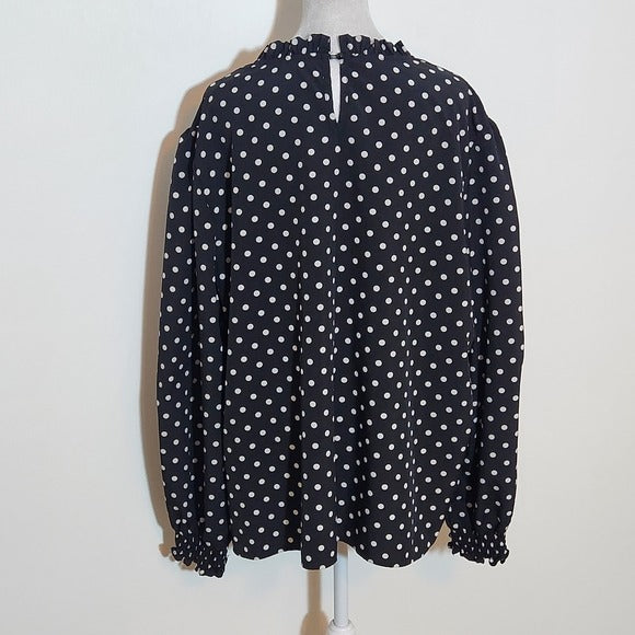 Black and White Polka Dot Long Sleeve Blouse Size 3XL Shein Curve Polka Dot Top