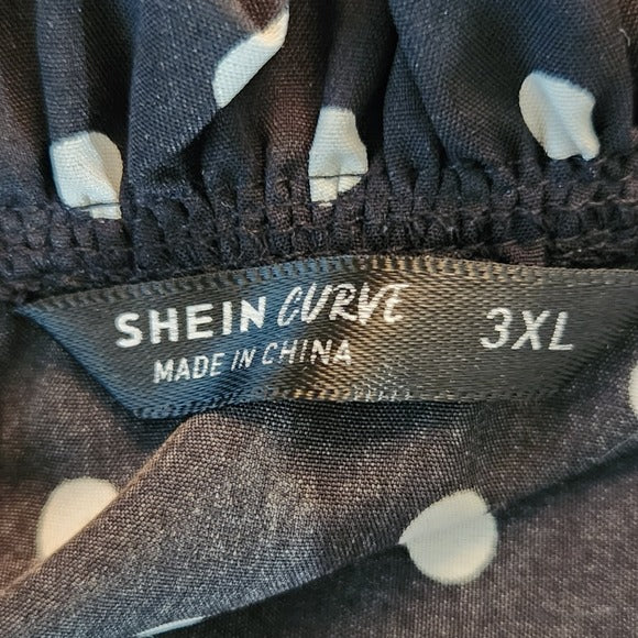 Black and White Polka Dot Long Sleeve Blouse Size 3XL Shein Curve Polka Dot Top