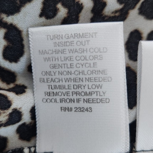 Soho Black and Cream Leopard Print Ruffle Sleeve Top Size Medium Leopard Blouse