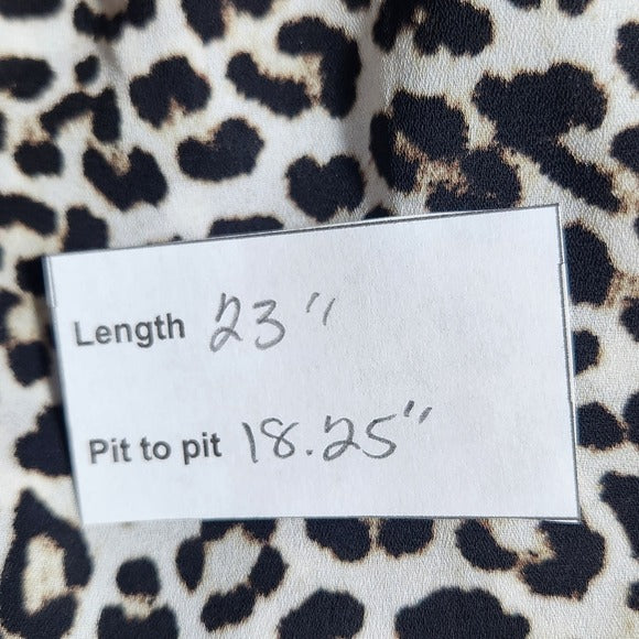 Soho Black and Cream Leopard Print Ruffle Sleeve Top Size Medium Leopard Blouse