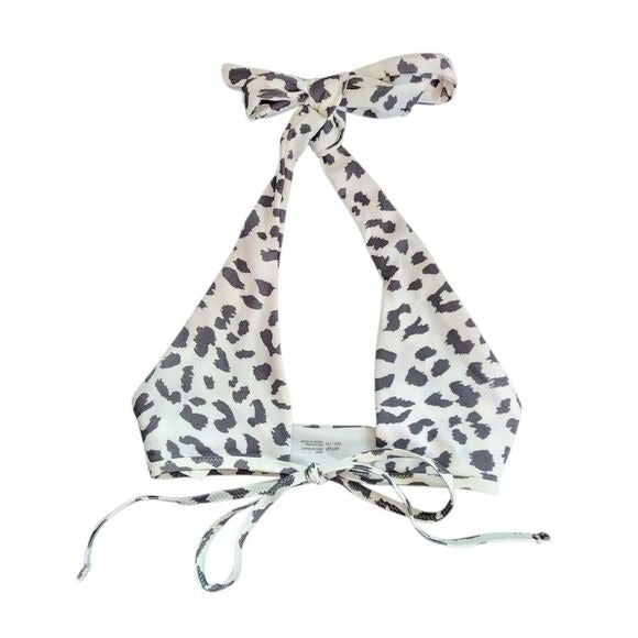 Aerie White and Black Leopard Print Bikini Top NWT Size XXS Leopard Swim Top