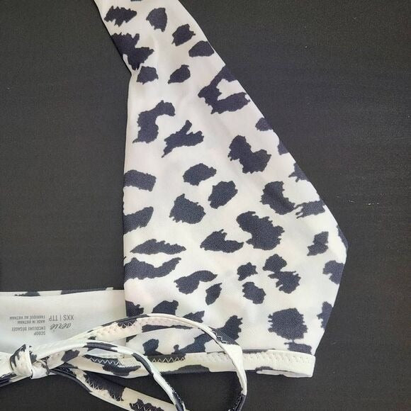 Aerie White and Black Leopard Print Bikini Top NWT Size XXS Leopard Swim Top