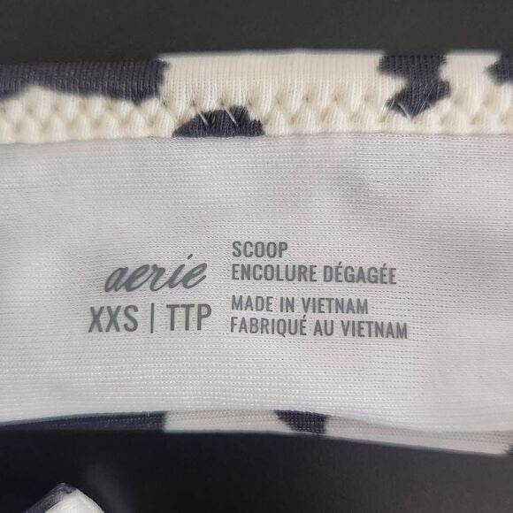 Aerie White and Black Leopard Print Bikini Top NWT Size XXS Leopard Swim Top