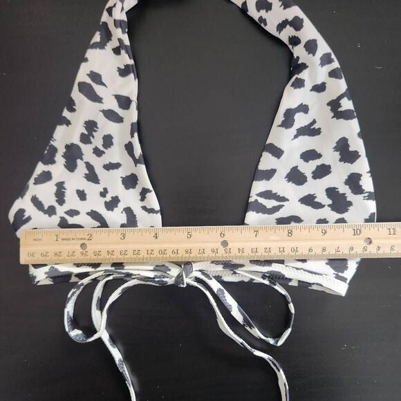Aerie White and Black Leopard Print Bikini Top NWT Size XXS Leopard Swim Top