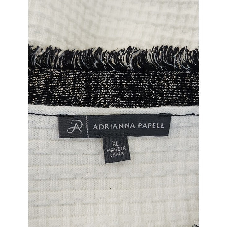 Adrianna Papell White Cardigan with Gold and Black Trim Size XL