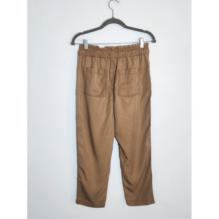 LOFT Womens Brown Cropped Pull-On Pants Size Small Petite NWT