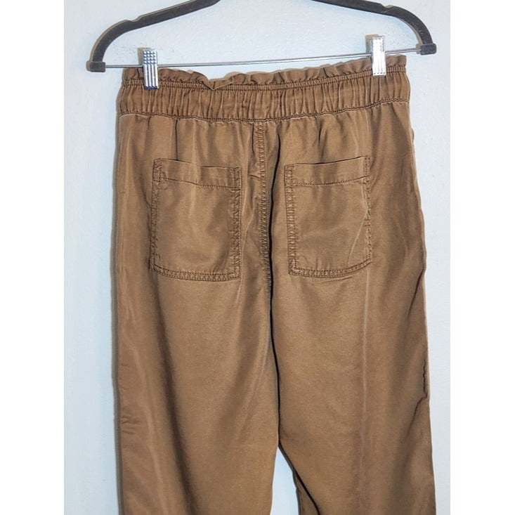LOFT Womens Brown Cropped Pull-On Pants Size Small Petite NWT