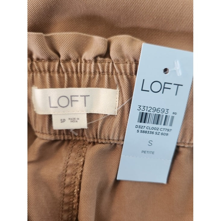 LOFT Womens Brown Cropped Pull-On Pants Size Small Petite NWT