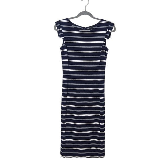 Ann Taylor Navy and White Striped Sheath Dress Size 0 Navy Stripe Dress