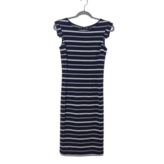 Ann Taylor Navy and White Striped Sheath Dress Size 0 Navy Stripe Dress