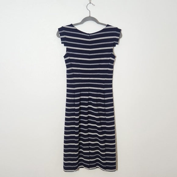 Ann Taylor Navy and White Striped Sheath Dress Size 0 Navy Stripe Dress
