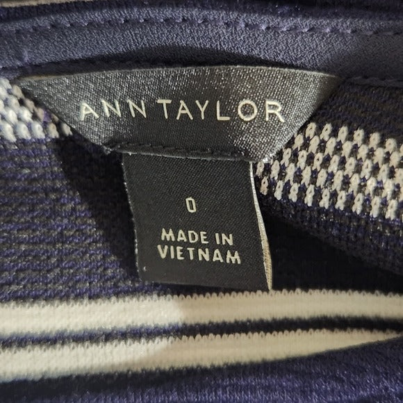 Ann Taylor Navy and White Striped Sheath Dress Size 0 Navy Stripe Dress