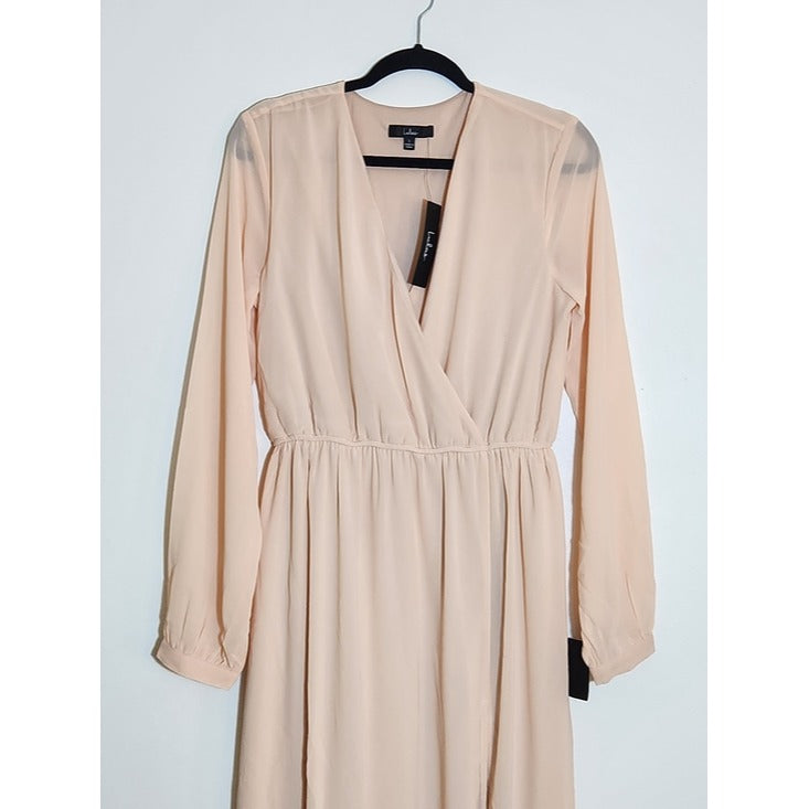 Lulus Long Sleeve Blush Pink Formal Dress Size Large NWT Wedding Guest Dress