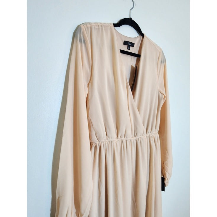 Lulus Long Sleeve Blush Pink Formal Dress Size Large NWT Wedding Guest Dress
