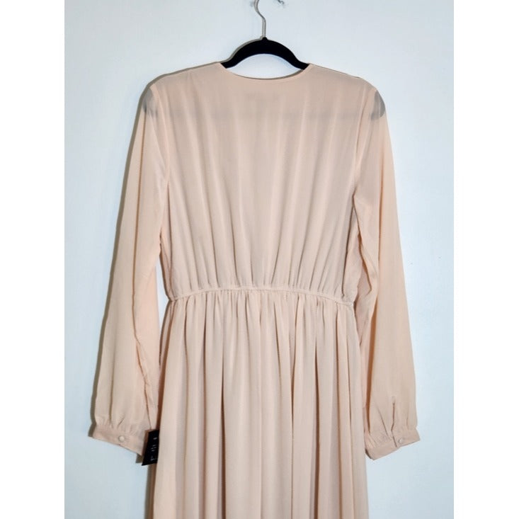 Lulus Long Sleeve Blush Pink Formal Dress Size Large NWT Wedding Guest Dress