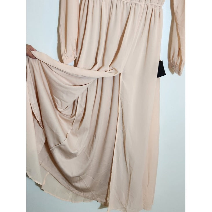 Lulus Long Sleeve Blush Pink Formal Dress Size Large NWT Wedding Guest Dress