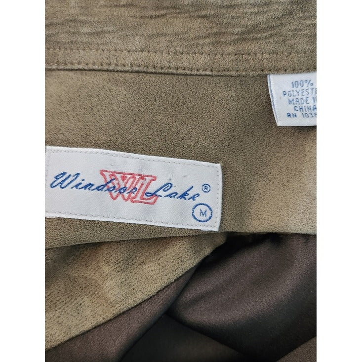 Windsor Lake Army Green Sueded Button Down Shirt Size Medium