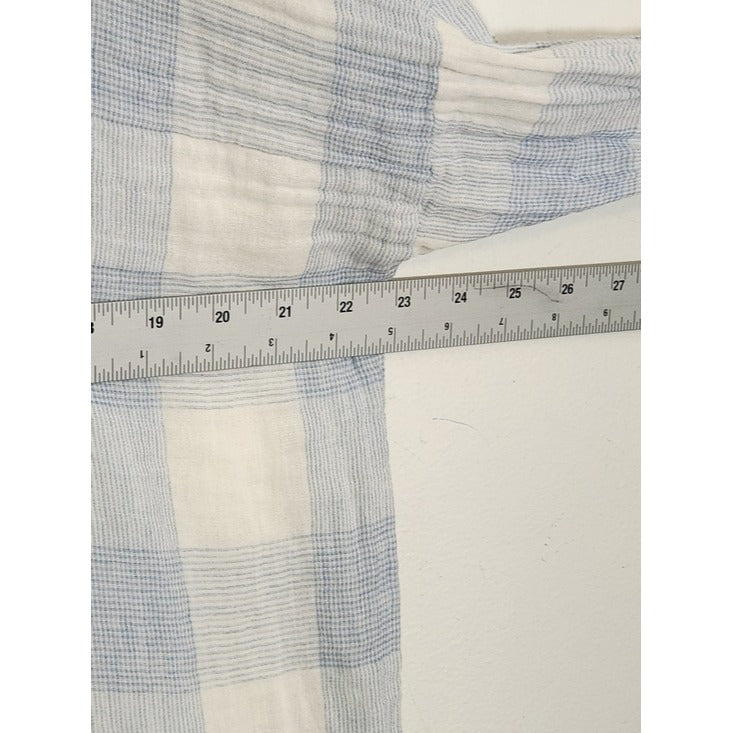 OTT Light Blue and White Check Cotton Gauze Button Down Shirt Size XL