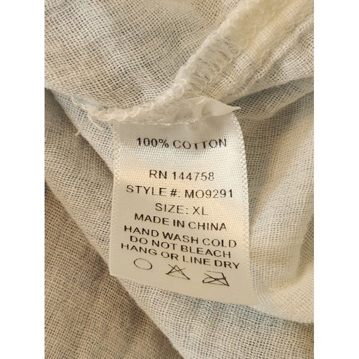 OTT Light Blue and White Check Cotton Gauze Button Down Shirt Size XL
