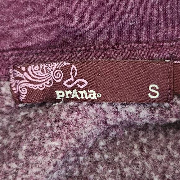 Prana Purple Fleece Jacket Size Small Heather Plum Funnel Neck Button-Up Jacket