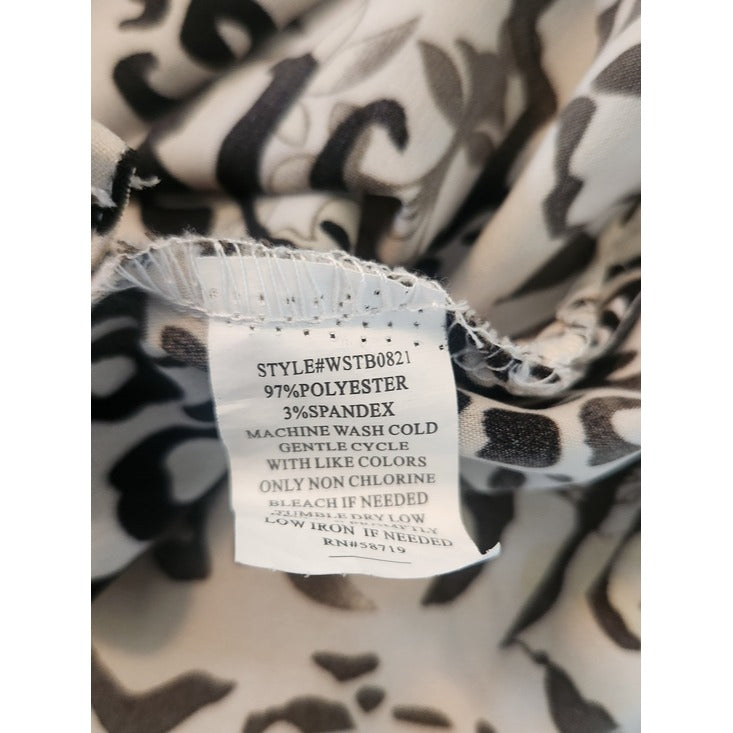 NY Collection Leopard Print Button-Up Camp Shirt Size 1X
