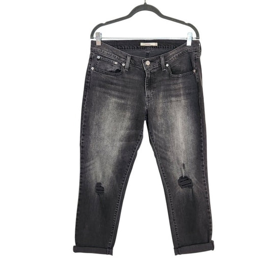 Levi’s Gray Washed Cropped Boyfriend Jeans Size 30