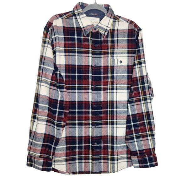 Weatherproof Vintage Red and Navy plaid Flannel Button Down Shirt Size XL