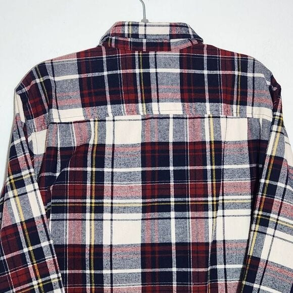 Weatherproof Vintage Red and Navy plaid Flannel Button Down Shirt Size XL