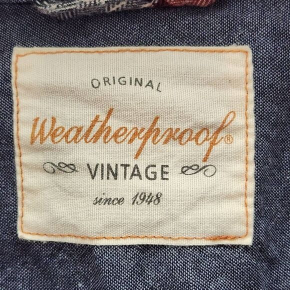 Weatherproof Vintage Red and Navy plaid Flannel Button Down Shirt Size XL