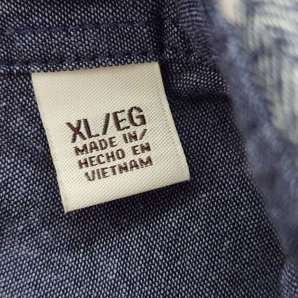 Weatherproof Vintage Red and Navy plaid Flannel Button Down Shirt Size XL