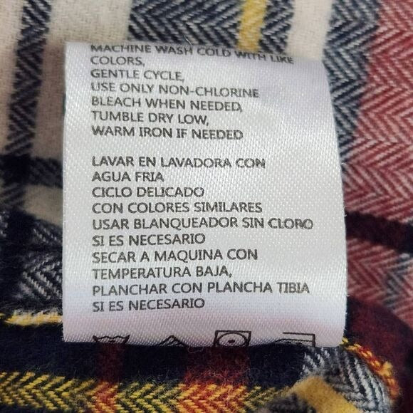 Weatherproof Vintage Red and Navy plaid Flannel Button Down Shirt Size XL