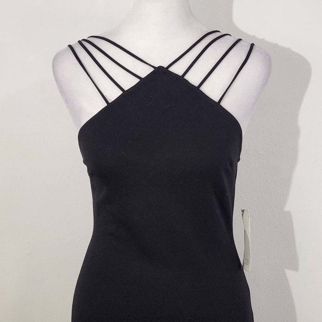 Tobi Black Mini Bodycon Dress with Strappy Shoulders Size XS NWT Black Dress