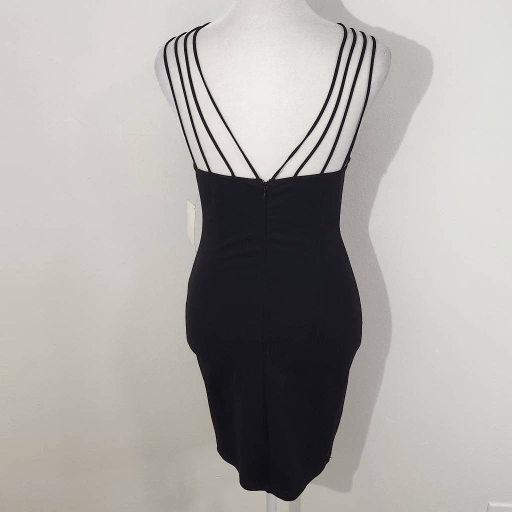 Tobi Black Mini Bodycon Dress with Strappy Shoulders Size XS NWT Black Dress